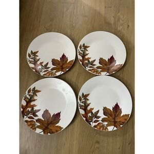 Royal Norfolk Falls Leaf Stoneware Dinner Plates Set Of 4 Orange/Brown